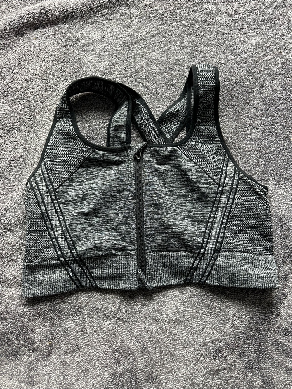 Avia Gray Front-Zip Racerback Sports Bra